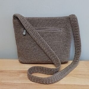 The Sak Brown Taupe Crochet Crossbody/Shoulder Bag
